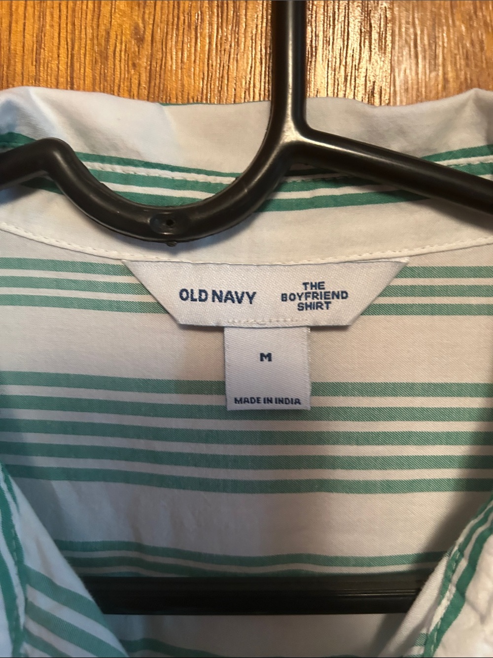 Old Navy White and Green Vertical Stripe Button-Down Shirt - Picture 2 of 7